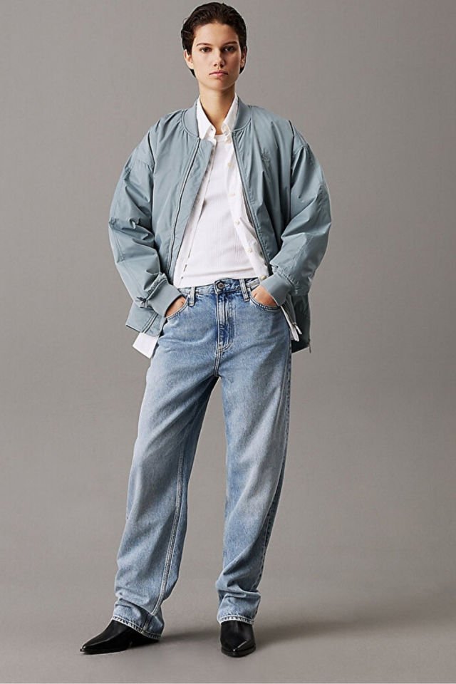 Calvin Klein Uzun Dolgulu Bomber Ceket Mavi S