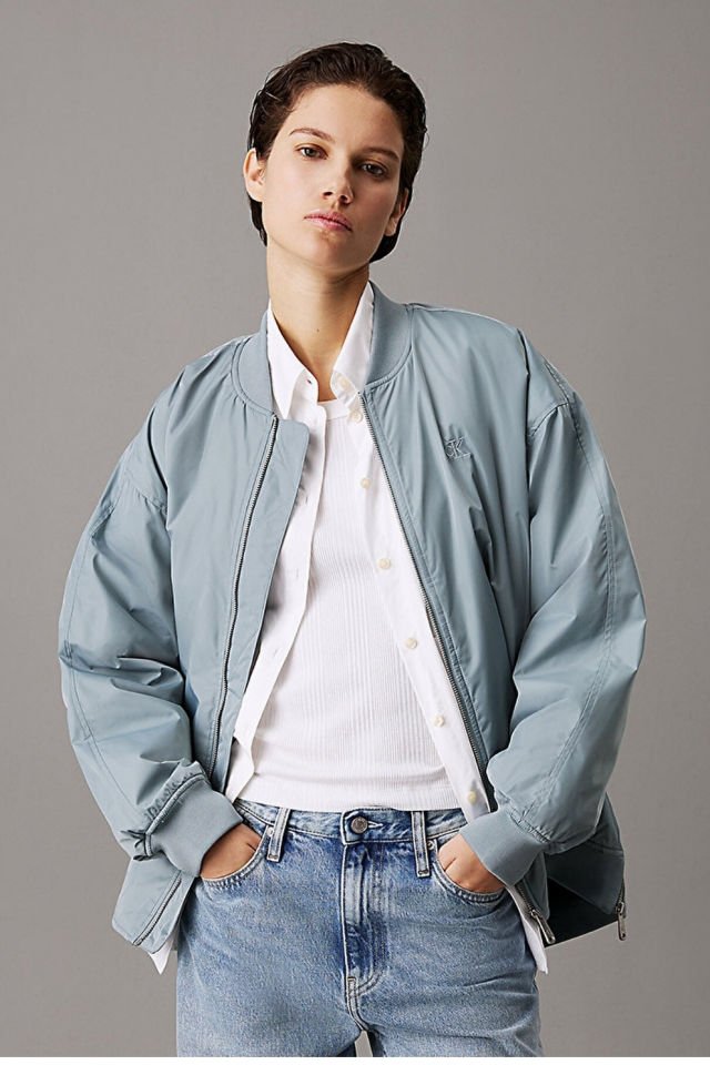 Calvin Klein Uzun Dolgulu Bomber Ceket Mavi S