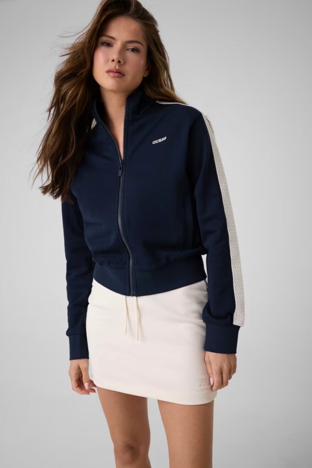 Guess Guess Phoebe Kadın Aktif Fermuarlı Sweatshirt Lacivert