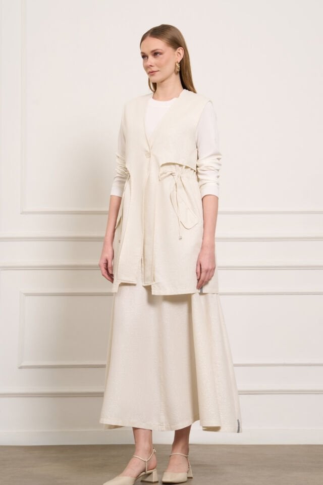 Mascara Simli Bej Denim Etek