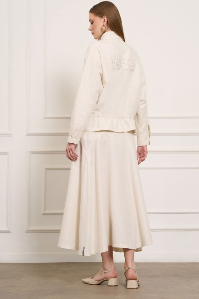 Mascara Simli Bej Denim Etek