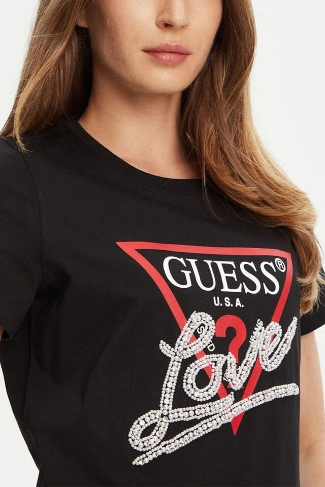 Guess Kadın Tişört Zeytin Siyah