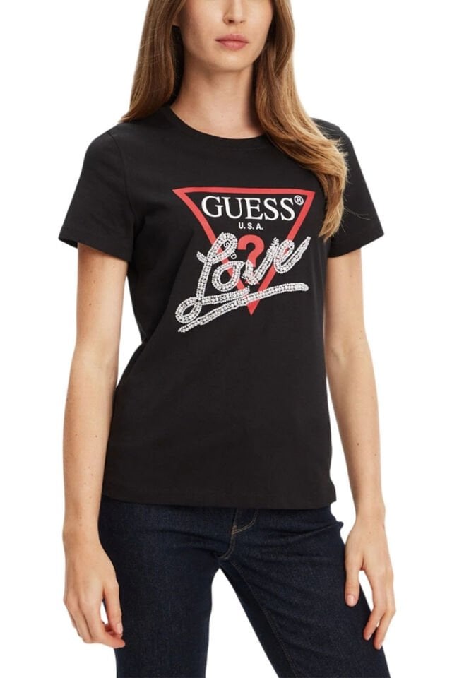 Guess Kadın Tişört Zeytin Siyah