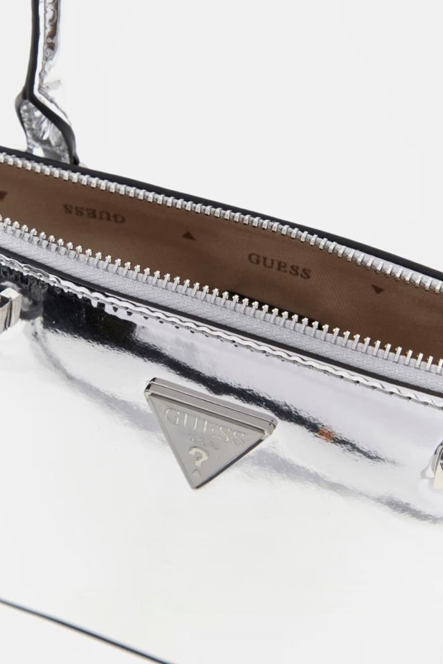 Guess Arnela Ayna Efektli Omuz Çantası Gümüş