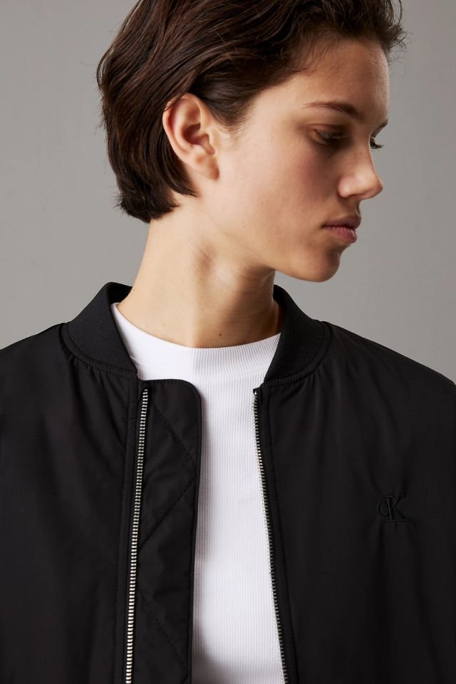 Calvin Klein Uzun Dolgulu Bomber Ceket Siyah