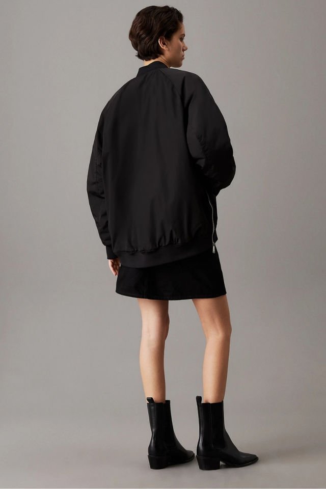 Calvin Klein Uzun Dolgulu Bomber Ceket Siyah