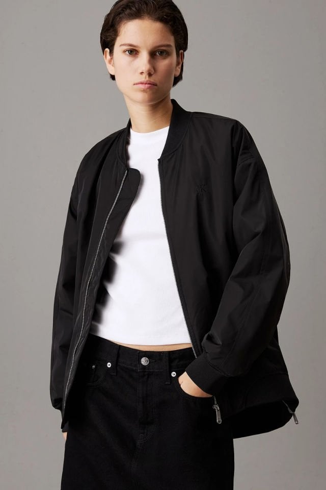 Calvin Klein Uzun Dolgulu Bomber Ceket Siyah