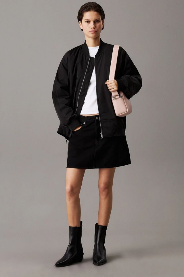 Calvin Klein Uzun Dolgulu Bomber Ceket Siyah