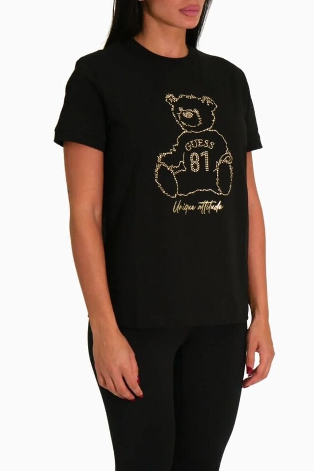 Guess Unique Kadın Aktif Regular Fit T-Shirt Siyah