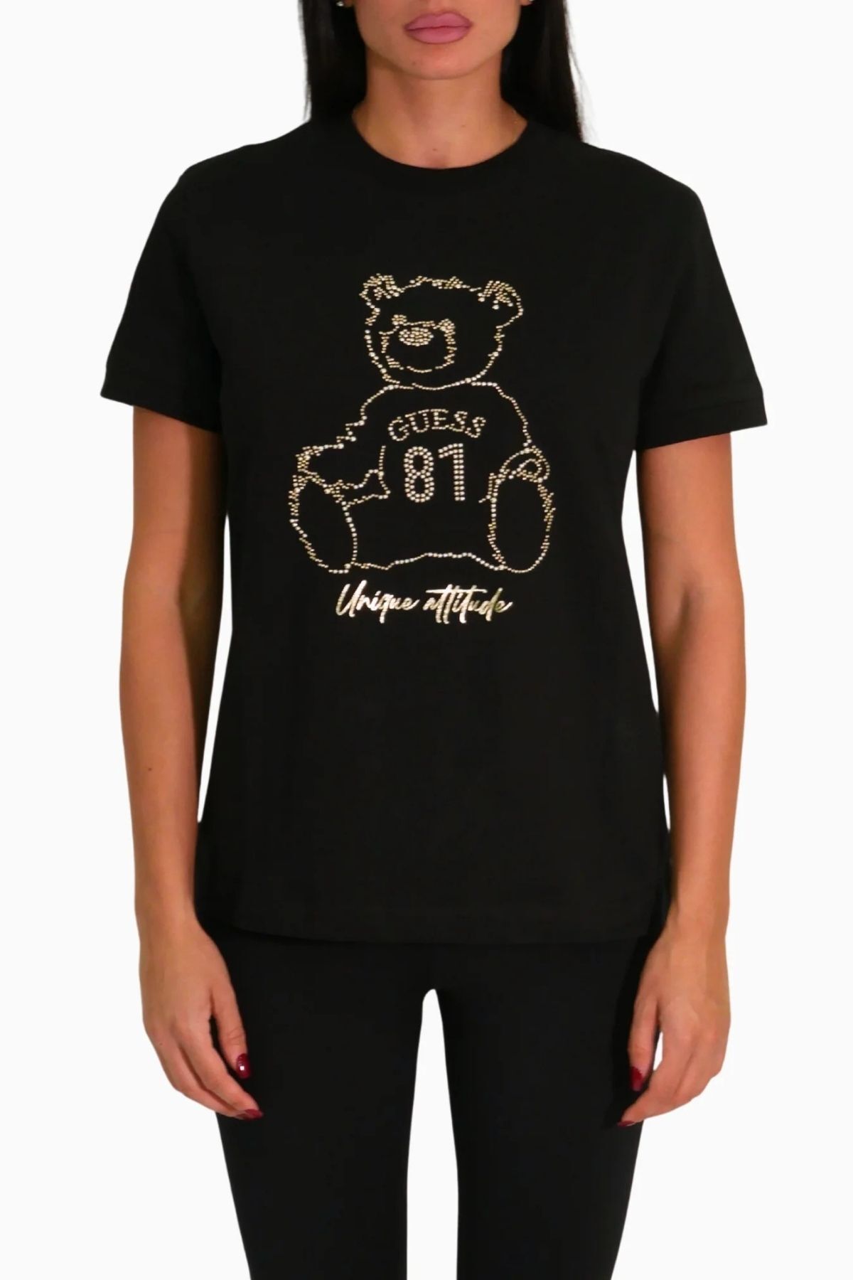 Guess Unique Kadın Aktif Regular Fit T-Shirt Siyah