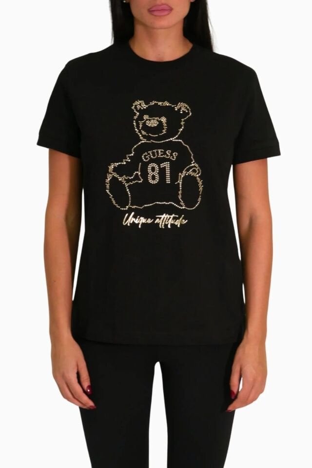 Guess Unique Kadın Aktif Regular Fit T-Shirt Siyah