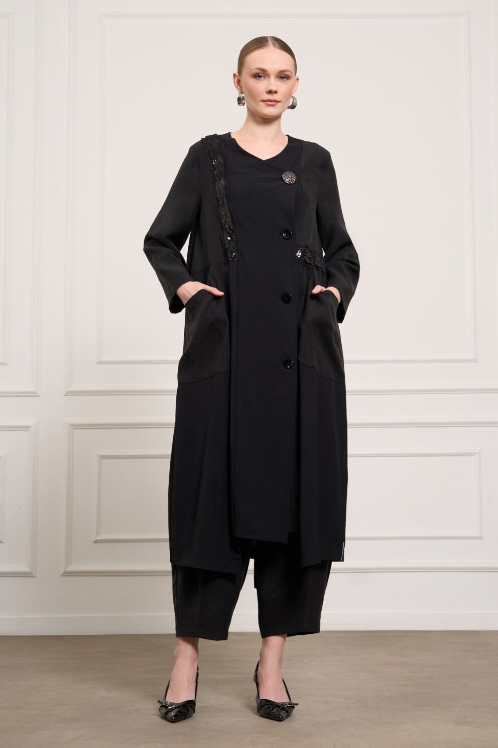 Mascara Pul Payet Şeritli Siyah Kap