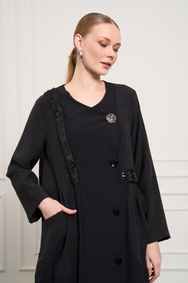 Mascara Pul Payet Şeritli Siyah Kap