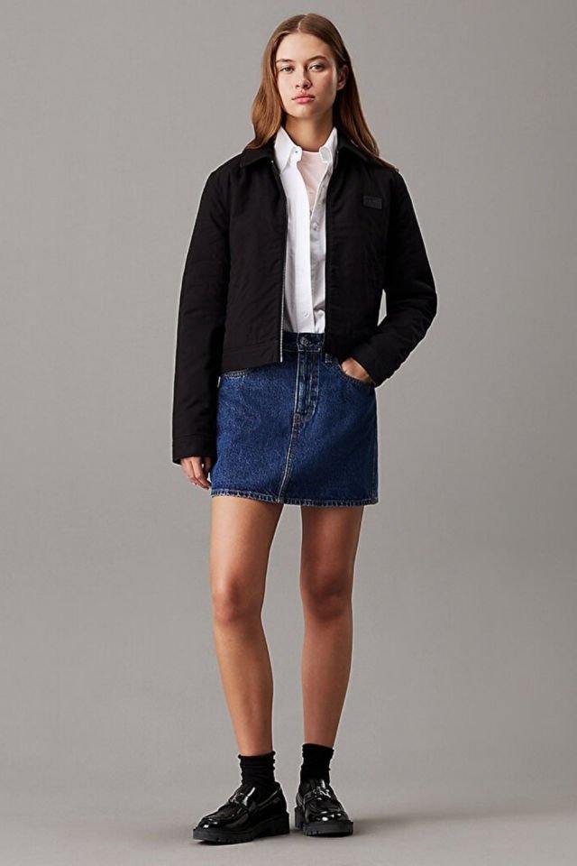Calvin Klein Zip Through Cotton Ceket Siyah