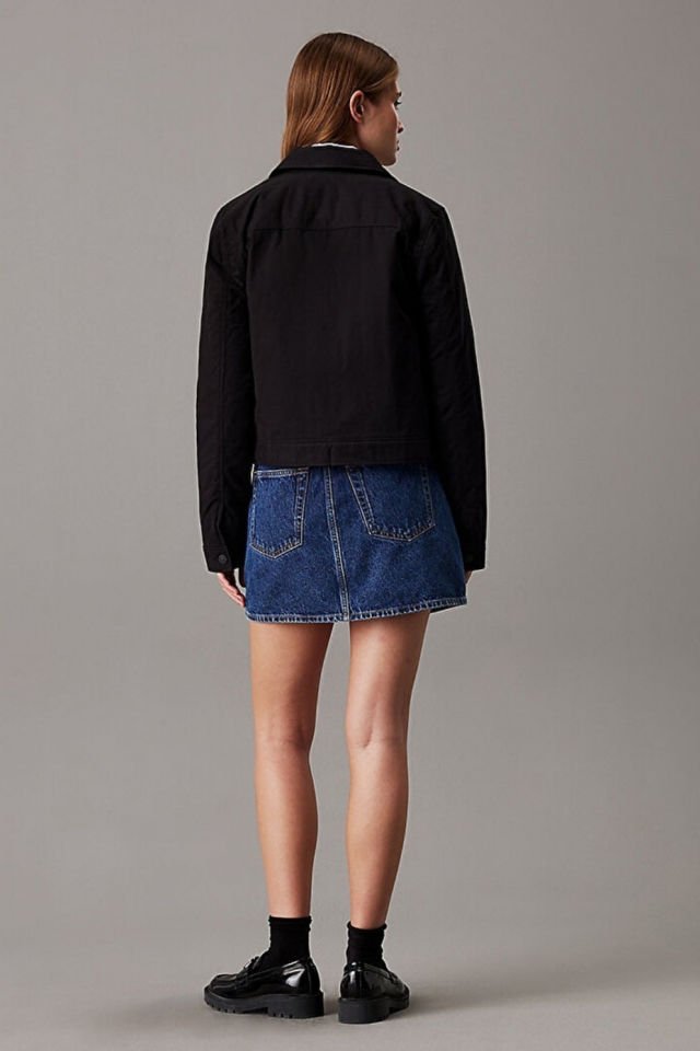 Calvin Klein Zip Through Cotton Ceket Siyah