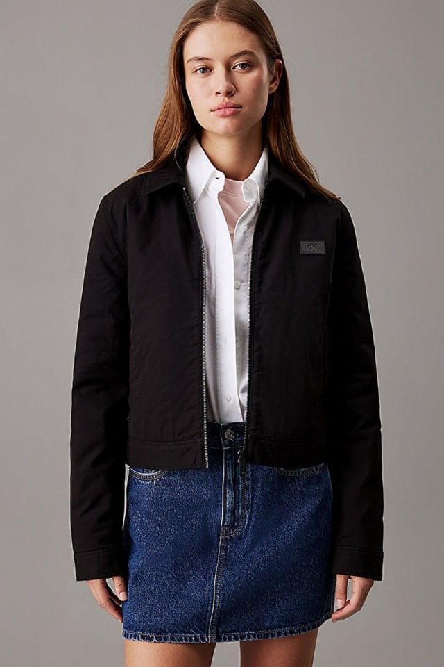 Calvin Klein Zip Through Cotton Ceket Siyah