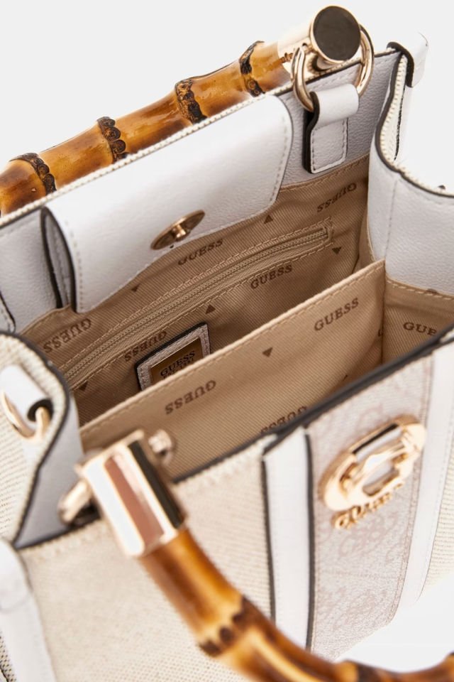 Guess Kerima 4G Logolu Mini El Çantası Beyaz