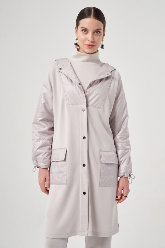 Mascara Kapitone Detay Gri Ceket