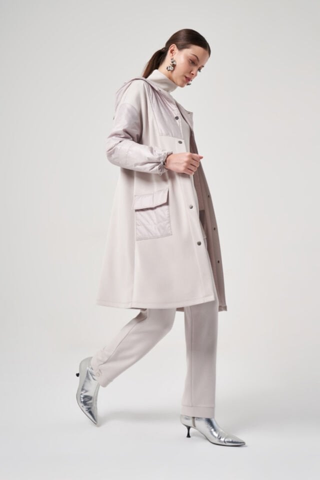 Mascara Kapitone Detay Gri Ceket