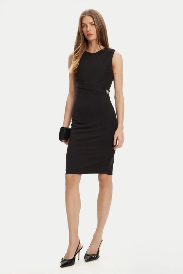 Guess Örme Midi Elbise Siyah