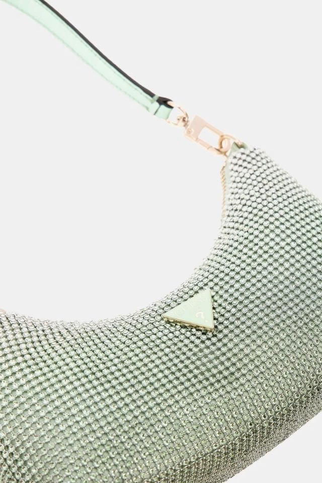Guess Zalina Taşlı Mini Omuz Çantası Yeşil