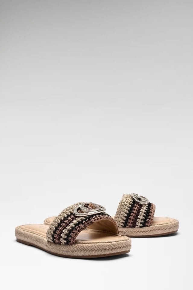 Guess Kaylis Logo Sandaletler Siyah