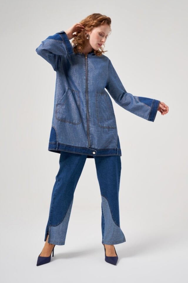 Mascara Parlak Detay Denim Ceket