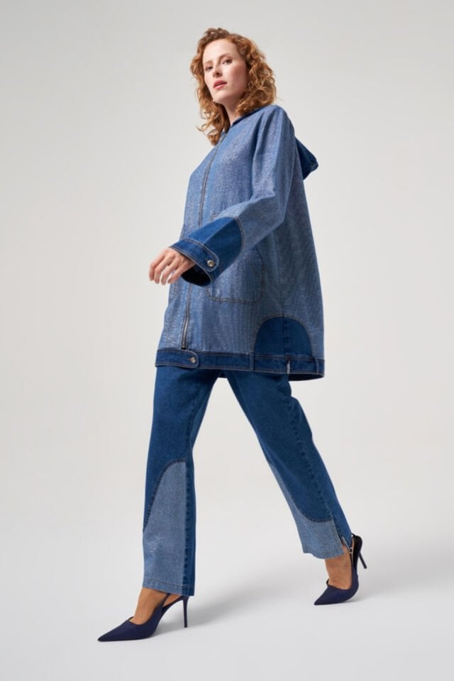 Mascara Parlak Detay Denim Ceket