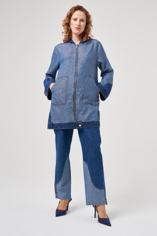 Mascara Parlak Detay Denim Ceket