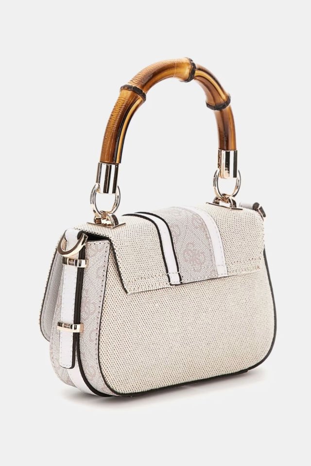 Guess Kerima 4G Logolu Mini El Çantası Beyaz