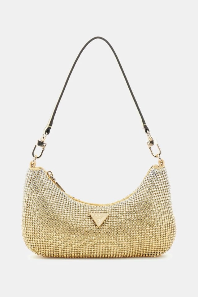Guess Zalina Taşlı Mini Omuz Çantası Gold