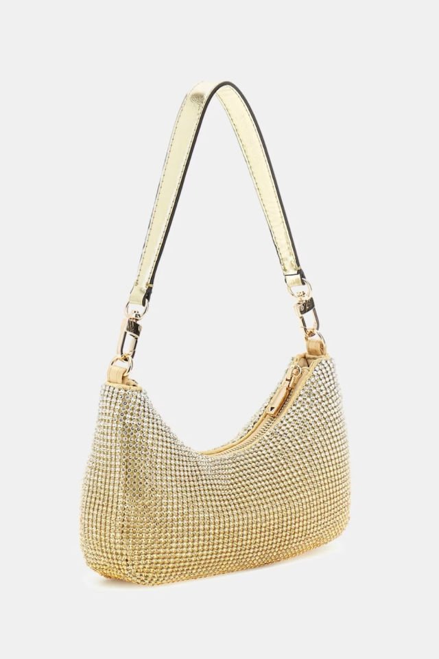 Guess Zalina Taşlı Mini Omuz Çantası Gold