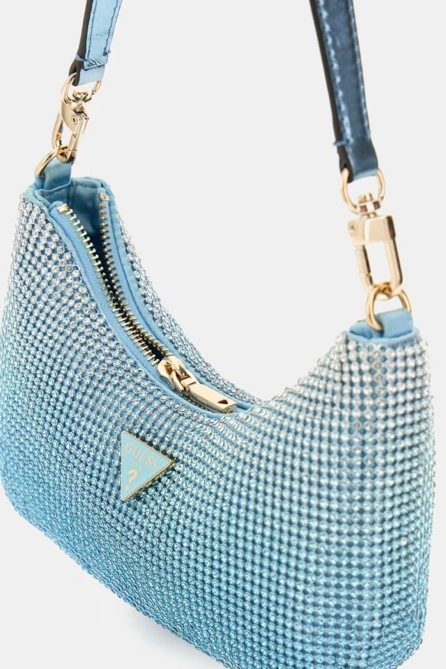 Guess Zalina Taşlı Mini Omuz Çantası Mavi