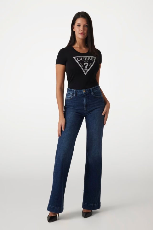 Guess Üçgen Logolu T-shirt Siyah