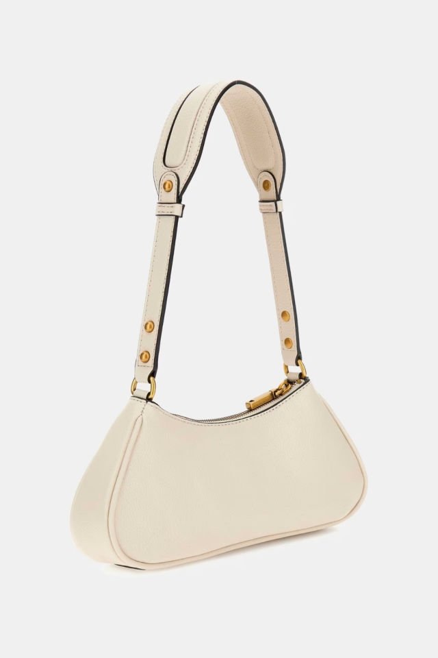 Guess Mintha Zımba Detaylı Omuz Çantası Beyaz