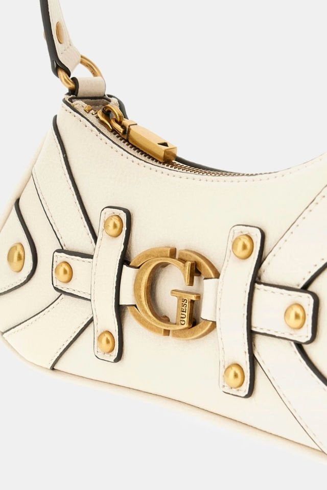 Guess Mintha Zımba Detaylı Omuz Çantası Beyaz
