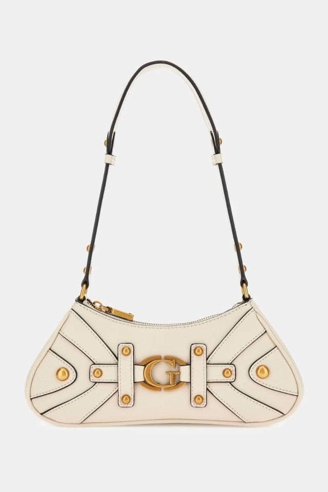 Guess Mintha Zımba Detaylı Omuz Çantası Beyaz