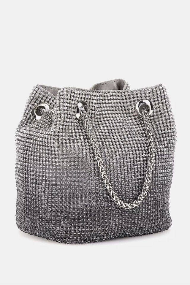 Guess Zalina Taşlı Mini El Çantası Gümüş