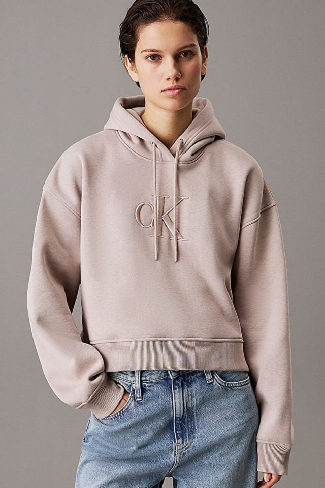 Calvin Klein Kapüşonlu Sweatshirt Bej