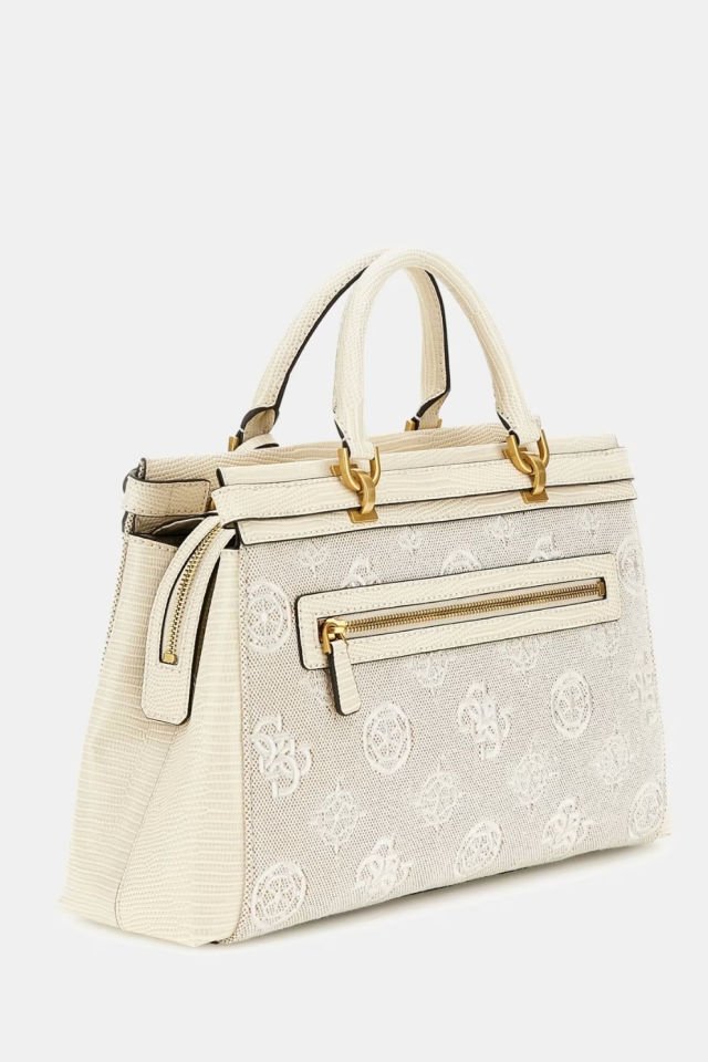 Guess Sestri 4G ve Peony Logolu El Çantası Krem