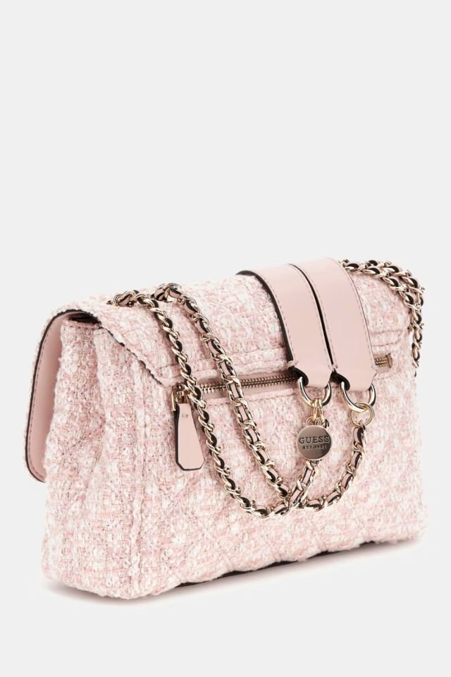 Guess Giully Payetli Tüvit Mini Çapraz Çanta Pembe