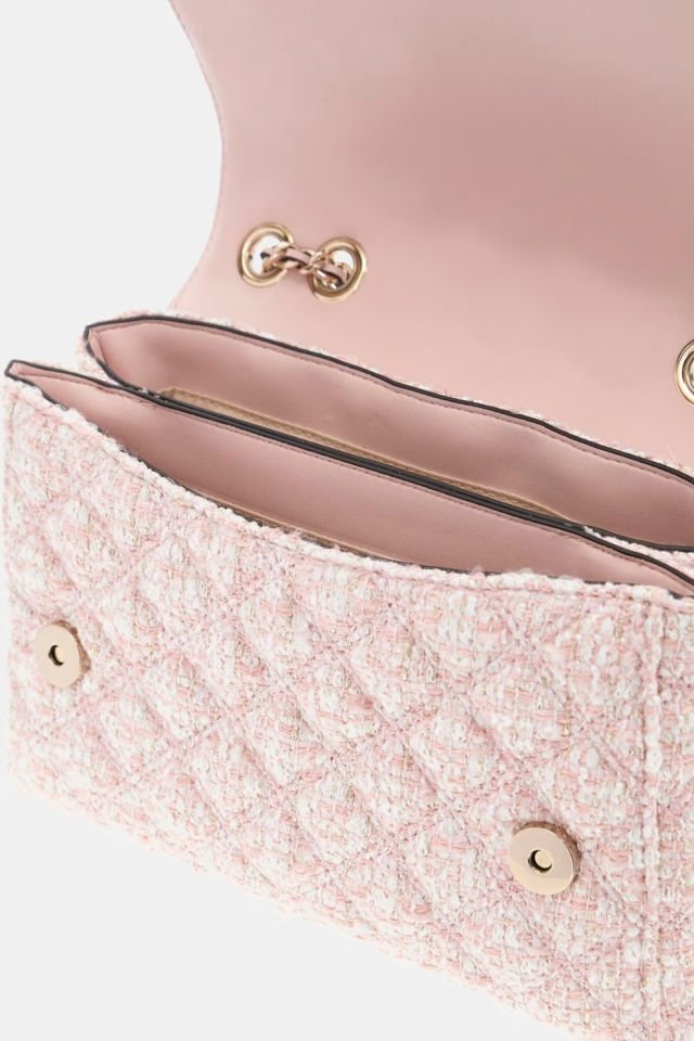 Guess Giully Payetli Tüvit Mini Çapraz Çanta Pembe