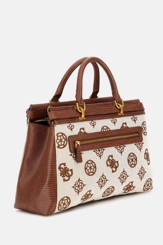 Guess Sestri 4G ve Peony Logolu El Çantası Kahverengi