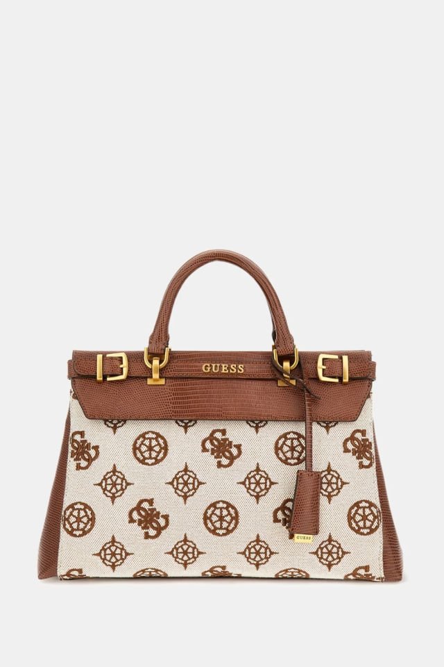 Guess Sestri 4G ve Peony Logolu El Çantası Kahverengi