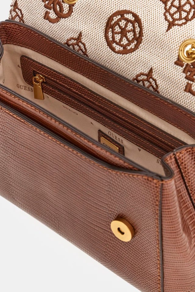 Guess Sestri 4G ve Peony Logolu Çapraz Çanta Kahverengi