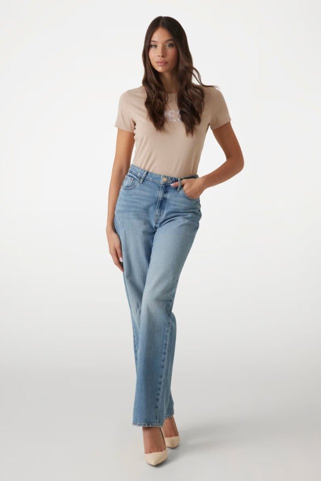 Guess Önü Logolu T-shirt Bej