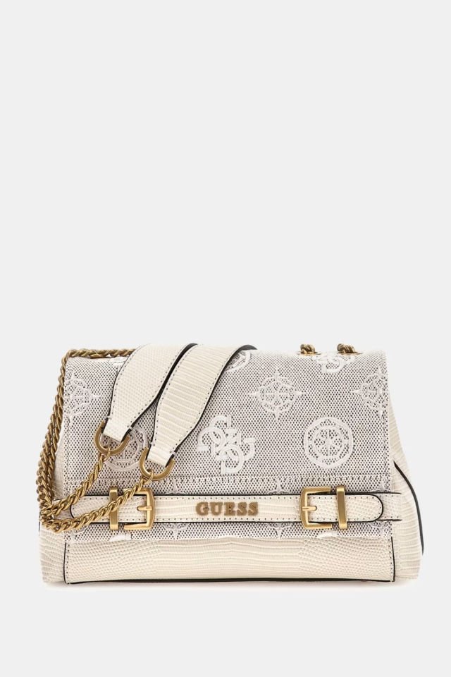 Guess Sestri 4G ve Peony Logolu Çapraz Çanta Krem