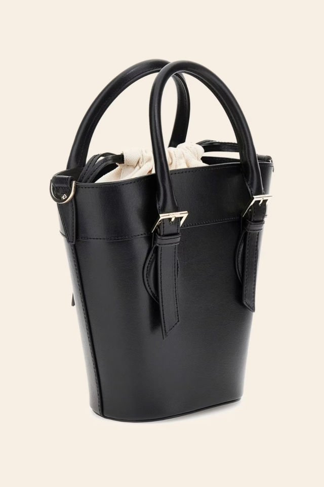 Guess Diana Deri Karışımlı Mini Kova Çanta Siyah