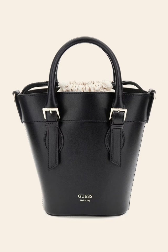 Guess Diana Deri Karışımlı Mini Kova Çanta Siyah