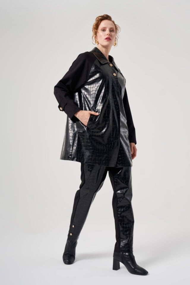 Mascara Kroko Detaylı Siyah Renk Pantolon